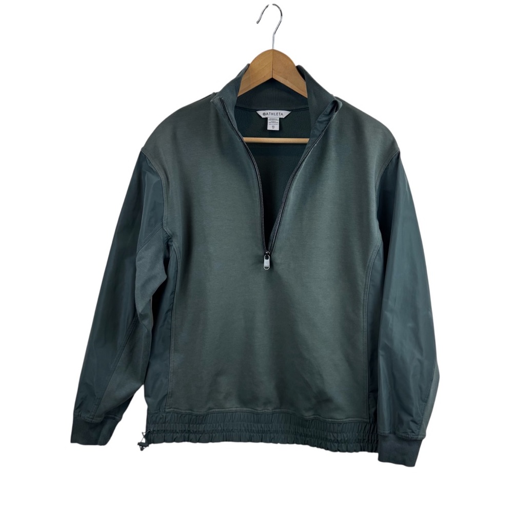 Athleta Triumph Hybrid half zip sweatshirt Bali Green Sz XS - Picture 9 of 17